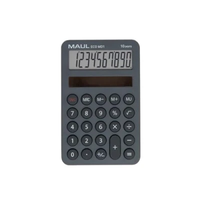Afbeelding van Maul ECO MD 1 Zakrekenmachine Grijs Aantal displayposities: 10 werkt op zonne energie (b x h d) 76 120 13 mm