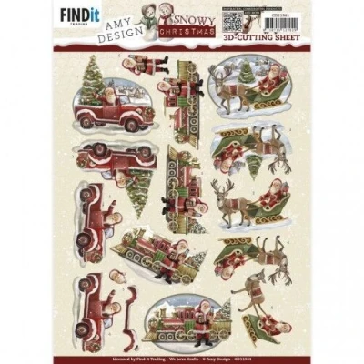 Afbeelding van 3D Cutting Sheet Amy Design Snowy Christmas Train 10 stuks