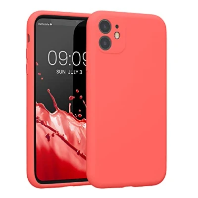 Afbeelding van kwmobile telefoonhoesje geschikt voor Apple iPhone 11 TPU backcover met siliconen coating Smartphone case in levendig koraal