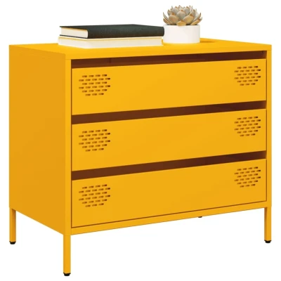 Afbeelding van Dressoir 68x39x58,5 cm koudgewalst staal mosterdgeel