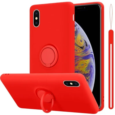 Afbeelding van Cadorabo Hoesje geschikt voor Apple iPhone XS MAX in LIQUID ROOD Beschermhoes van flexibel TPU silicone Case Cover met ring