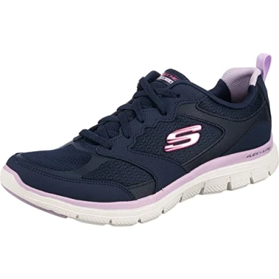 Afbeelding van Skechers Flex Appeal 4.0 Active Flow Sneaker voor dames, Navy lederen mesh trim, 41 EU