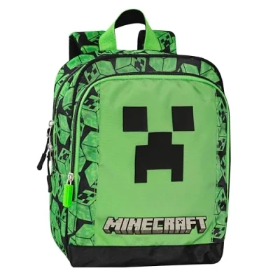 Afbeelding van Minecraft Officiële rugzak voor kleuterschool en vrije tijd, gevoerde verstelbare schouderbanden, thermogevormde rug bodem, hoofdvak voorvak met ritssluiting,, Meerkleurig