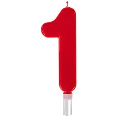 Afbeelding van Dekora Enorme verjaardagskaars, nummer 1, kleur: rood