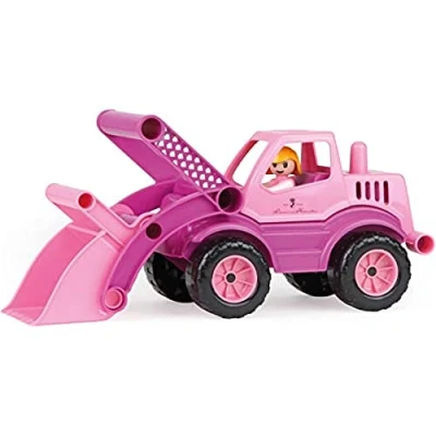 Afbeelding van LENA 04103 Prinses van Hohenzollern shovel, bouwvoertuig ca. 33 cm, wiellader met echt werkende schep en speelfiguur, voor meisjes vanaf 2 jaar, roze/pink speelgoedvoertuig, roze, roze