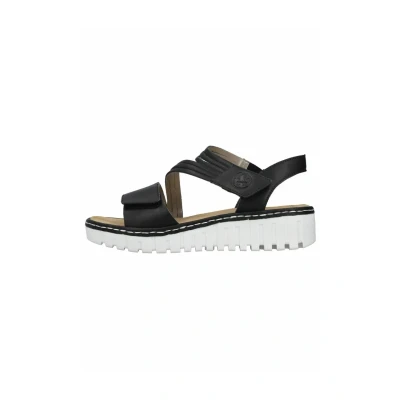 Afbeelding van Rieker Sandalen met plateauzool schwarz, Dames, Maat: 42, Schwarz Hoogwaardig imitatieleer