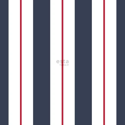 Afbeelding van HD vliesbehang strepen blauw en rood 136415 van ESTAhome
