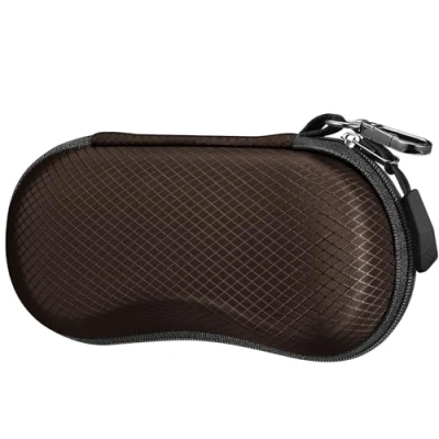 Afbeelding van Fintie Zonnebrillenkoker EVA krasbestendig hard etui met karabijnhaak grote brillenkoker voor mannen en vrouwen outdoor sportbril fietsbril, Bruin