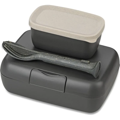 Afbeelding van Koziol Candy Ready Lunckbox set met bestek As grijs