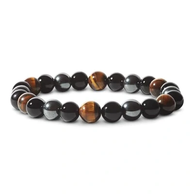 Afbeelding van PURAJA Beschermende armband van echte edelstenen, drievoudige bescherming door beschermstenen: toermalijn, tijgeroog, hematiet, hoogwaardige helende steen, Edelsteen, Toermalijn