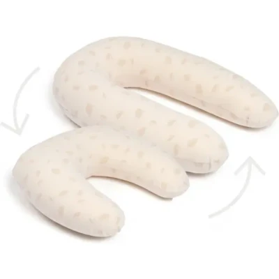 Afbeelding van Doomoo Twisty 2 in 1 Zwangerschapskussen Voedingskussen met superfijne en extra stille microkorrels Bio katoen Petals Latte