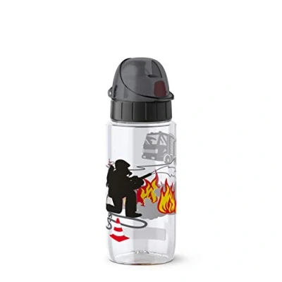 Afbeelding van Emsa 518305 Drink2Go Tritan drinkfles 0,5 liter Auto Close kindersluiting 100% lekvrij vaatwasmachinebestendig BPA vrij Fireman