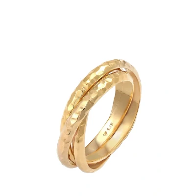 Afbeelding van Elli Twisted Basic Ring goldcoloured, Dames, Maat: 54, Gold coloured