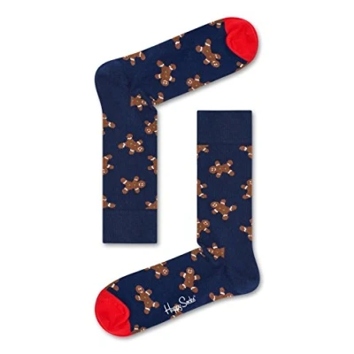 Afbeelding van Happy Socks Holiday kerst sokken Gingerbread Donkerblauw Multi Unisex Maat 41 46