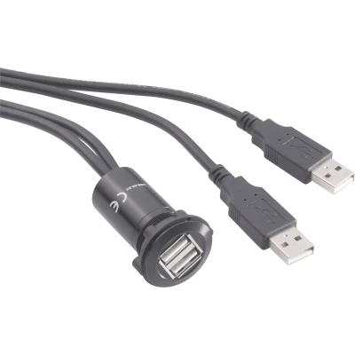Afbeelding van TRU COMPONENTS USB 06 BK Dubbele inbouwbus 2.0 Bus, inbouw 2x bus type A naar stekker met 60 cm kabel Inhoud: 1 stuk(s)