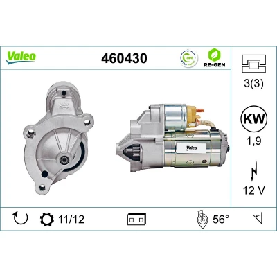 Afbeelding van VALEO 460430 Startmotor 12 1,9 CITROËN: Relay II Van, C4 I Grand Picasso, Picasso 1, PEUGEOT: Boxer Minibus, 307 Hatchback