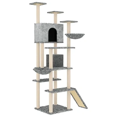 Afbeelding van Kattenmeubel met sisal krabpalen 191 cm lichtgrijs