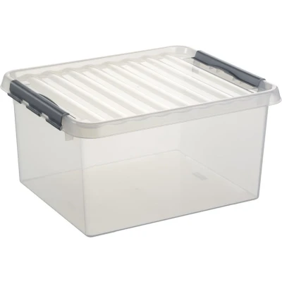 Afbeelding van Sunware Q Line Opbergbox 36 Liter Transparant Metaal Opbergboxen &amp; Kratten