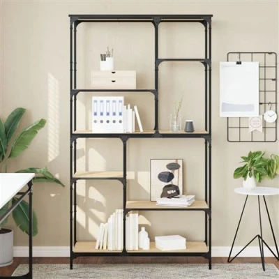 Afbeelding van vidaXL Boekenrek 99x35,5x176 cm bewerkt hout en staal sonoma eiken