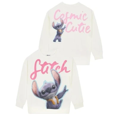 Afbeelding van Disney sweatshirt voor meisjes, katoenen Lilo en Stitch, meisjestrui met lange mouwen, Stitch kleding, ECRU