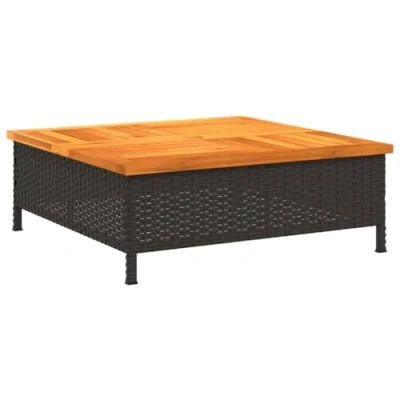 Afbeelding van Tuintafel 70x70x25 cm poly rattan en acaciahout zwart