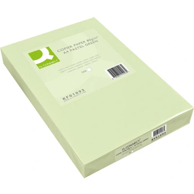 Afbeelding van Q CONNECT gekleurd kopieerpapier, A4, 80g, pak van 500 vel, lichtgroen 5 stuks