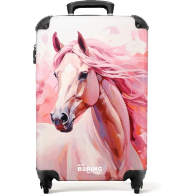 Afbeelding van NoBoringSuitcases.com® Roze koffer meisje Trolley paard 55x35x25