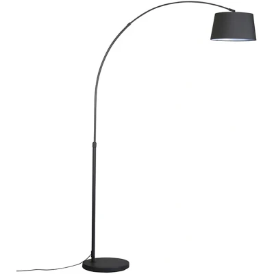 Afbeelding van QAZQA Moderne booglamp zwart met zwarte stoffen kap Arc Basic