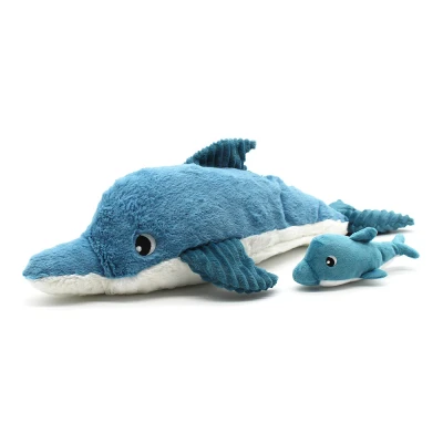 Afbeelding van LES DÉGLINGOS PTITPOTOS Tofou Le Dauphin Mom Baby Zacht pluche dier Ideaal cadeau voor geboorte Blauw 54 cm