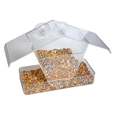 Afbeelding van Duvo+ Raamvoederhuis Bilbao Tuinvogels Transparant 24x9x15cm