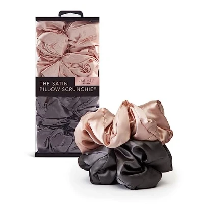 Afbeelding van Kitsch 5 stuks haarelastiekjes voor vrouwen en meisjes (poederroze/antraciet)