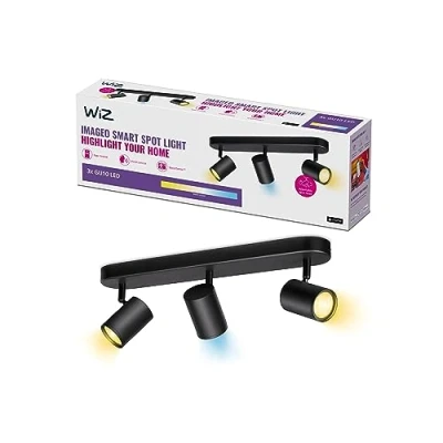 Afbeelding van WiZ Opbouwspot Imageo Zwart 3 spots Slimme LED Verlichting Warm tot Koelwit Licht GU10 3x 5W Wi Fi