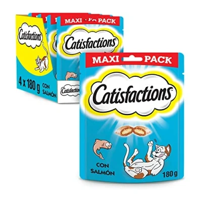 Afbeelding van 4x Catisfactions Kattensnoepjes Zalm 180 gr