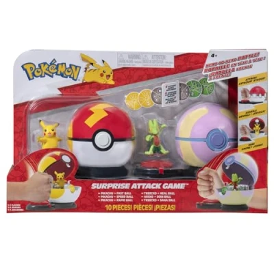 Image de 2 Poké Balls avec leur Pokémon et 6 disques d&#039;attaques BANDAI Ball attaque surprise Pikachu vs Arcko Jeu