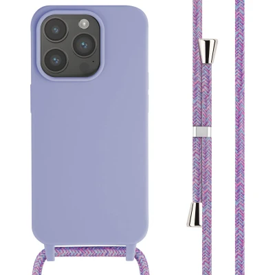 Afbeelding van iMoshion hoesje met koord Geschikt voor iPhone 15 Pro Siliconen Paars