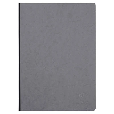 Afbeelding van Clairefontaine 791405C Collection Age Bag Notitieboek, genaaid, achterkant van canvas, Grijs, A4, 21 x 29,7cm, 192 pagina&#039;s effen wit papier 90g Omslag met glanskaart, ledernerf