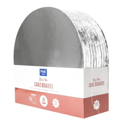 Afbeelding van PME Set van 10 ronde taartplanken met omwikkelde randen, zilver (35 cm)