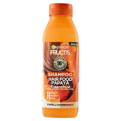 Afbeelding van Garnier Fructis Hair Food Papaya Repair Shampoo voor beschadigd haar, 96% ingrediënten van natuurlijke oorsprong, siliconenvrij, 350 ml