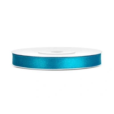 Afbeelding van Satijnlint, polyester, strik en geschenkverpakking, 6/12/25/38/50/100 mm x 25 m, kleur: turquoise blauw
