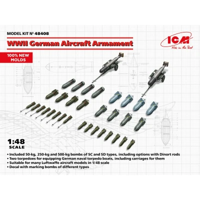 Afbeelding van 1:48 ICM 48408 WWII German Aircraft Armament Plastic Modelbouwpakket