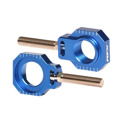 Afbeelding van RFX Pro 2 Achterwielblokken Verstellers Blauw Husqvarna FC250 TC125 2016 2022 FC350 FC450 TC250 2017