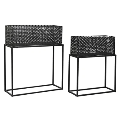 Afbeelding van Plantenbakkenset DKD Home Decor 60 x 22 70 cm Zwart Metaal