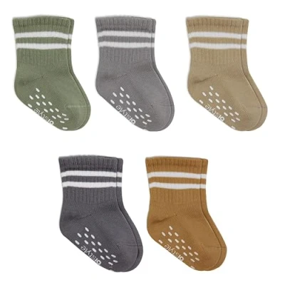 Afbeelding van bistyle Antislip sokken van biologisch katoen voor baby&#039;s, antislipsokken pasgeborenen, jongens, meisjes, tennis, sport, Beige