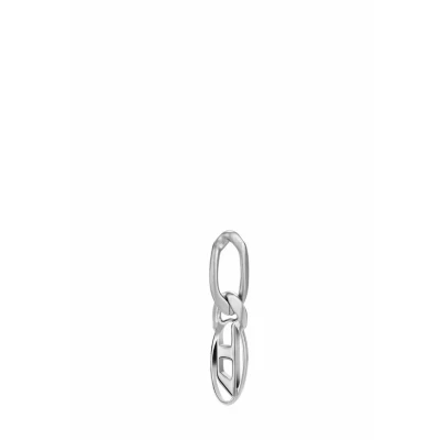 Afbeelding van Diesel DX1598040 Oorbellen voor heren, Messing, zilverkleurig, ovaal, met D logo, eenheidsmaat, Geen edelsteen, edelsteen
