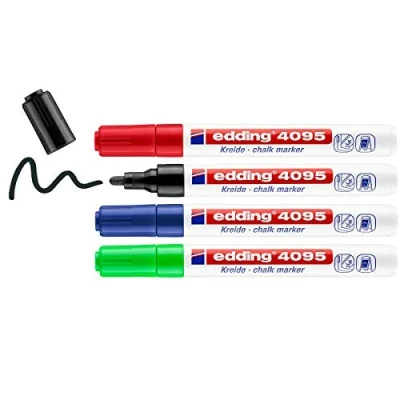 Afbeelding van Edding krijtmarker e 4095, geassorteerde kleuren, etui van 4 stuks