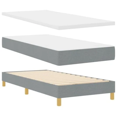 Afbeelding van vidaXL Boxspringbed met Matras Lichtgrijs 90x200 cm Stof, Hoofdbord Diamantblokken Ontwerp 90 Stof