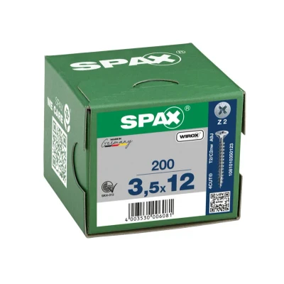 Afbeelding van Spax Spaanplaatschroef platverzonken kop verzinkt pozidriv 3.5x12mm (per 200 stuks)
