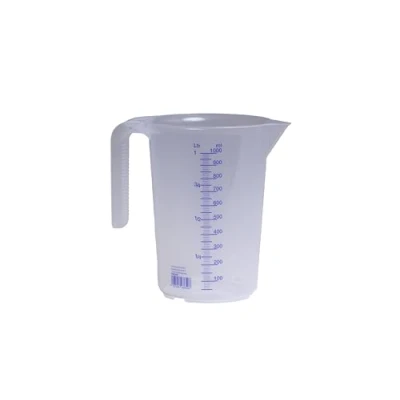 Afbeelding van Hünersdorff Maatbeker 1 l polypropyleen (PP) onbreekbaar vaatwasmachinebestendig met handvat transparant blauwe schaal afmetingen 1000 ml
