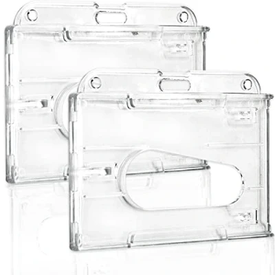 Afbeelding van ID kaarthouder van transparant hard plastic met duimsleuf, 2 stuks