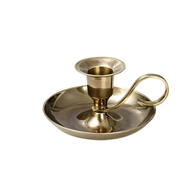 Afbeelding van NKlaus Kandelaar, klassiek, messing, antiek goud, kaarsenhouder, hoogte 5 cm, voor kaarsen tot Ø 2 kandelaar 10891